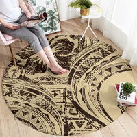 Hawaiian Hibiscus Tribal Vintage Motif Round Carpet Ver 3
