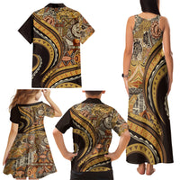Hawaiian Hibiscus Tribal Vintage Motif Family Matching Tank Maxi Dress and Hawaiian Shirt Ver 4