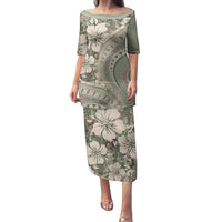 Hawaiian Hibiscus Tribal Vintage Motif Family Matching Puletasi and Hawaiian Shirt Ver 6