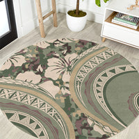 Hawaiian Hibiscus Tribal Vintage Motif Round Carpet Ver 6