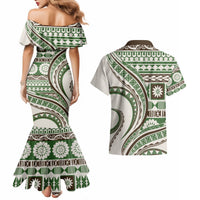 Hawaiian Hibiscus Tribal Vintage Motif Couples Matching Mermaid Dress and Hawaiian Shirt Ver 7 LT9 - Polynesian Pride
