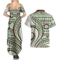 Hawaiian Hibiscus Tribal Vintage Motif Couples Matching Summer Maxi Dress and Hawaiian Shirt Ver 7 LT9 - Polynesian Pride
