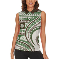 Hawaiian Hibiscus Tribal Vintage Motif Women Sleeveless Polo Shirt Ver 7