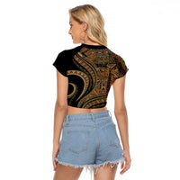 Hawaiian Hibiscus Tribal Vintage Motif Raglan Cropped T Shirt Ver 8