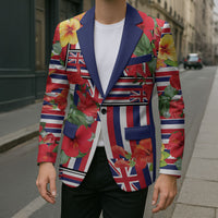 Hawaii Hibiscus Lei Blazer Hawaiian Flag Motif