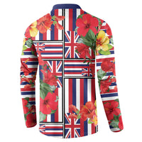 Hawaii Hibiscus Lei Button Sweatshirt Hawaiian Flag Motif