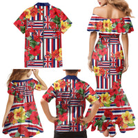 Hawaii Hibiscus Lei Family Matching Mermaid Dress and Hawaiian Shirt Hawaiian Flag Motif LT9 Mom's Dress Red - Polynesian Pride