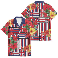 Hawaii Hibiscus Lei Family Matching Puletasi and Hawaiian Shirt Hawaiian Flag Motif LT9 Dad's Shirt - Short Sleeve Red - Polynesian Pride