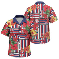 Hawaii Hibiscus Lei Family Matching Short Sleeve Bodycon Dress and Hawaiian Shirt Hawaiian Flag Motif LT9 Son's Shirt Red - Polynesian Pride