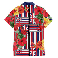 Hawaii Hibiscus Lei Family Matching Summer Maxi Dress and Hawaiian Shirt Hawaiian Flag Motif LT9 Dad's Shirt - Long Sleeve Red - Polynesian Pride