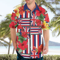 Hawaii Hibiscus Lei Hawaiian Shirt Hawaiian Flag Motif LT9 - Polynesian Pride