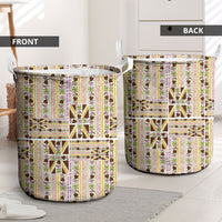 Hawaii Lokelani Pikake Lei Laundry Basket Hawaiian Flag Motif