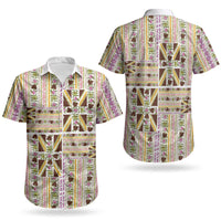 Hawaii Lokelani Pikake Lei Couples Matching Tank Maxi Dress and Hawaiian Shirt Hawaiian Flag Motif LT9 - Polynesian Pride