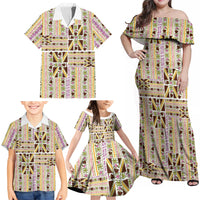 Hawaii Lokelani Pikake Lei Family Matching Off Shoulder Maxi Dress and Hawaiian Shirt Hawaiian Flag Motif LT9 - Polynesian Pride