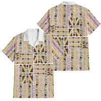 Hawaii Lokelani Pikake Lei Family Matching Off Shoulder Short Dress and Hawaiian Shirt Hawaiian Flag Motif LT9 Dad's Shirt - Short Sleeve White - Polynesian Pride