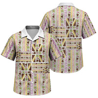 Hawaii Lokelani Pikake Lei Family Matching Off Shoulder Short Dress and Hawaiian Shirt Hawaiian Flag Motif LT9 Son's Shirt White - Polynesian Pride