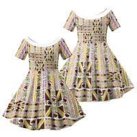 Hawaii Lokelani Pikake Lei Family Matching Puletasi and Hawaiian Shirt Hawaiian Flag Motif LT9 Daughter's Dress White - Polynesian Pride