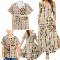 Hawaii Lokelani Pikake Lei Family Matching Summer Maxi Dress and Hawaiian Shirt Hawaiian Flag Motif LT9 - Polynesian Pride