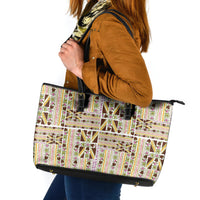Hawaii Lokelani Pikake Lei Leather Tote Bag Hawaiian Flag Motif