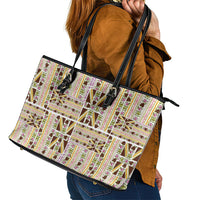 Hawaii Lokelani Pikake Lei Leather Tote Bag Hawaiian Flag Motif