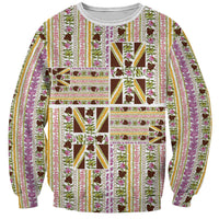 Hawaii Lokelani Pikake Lei Sweatshirt Hawaiian Flag Motif