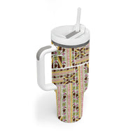 Hawaii Lokelani Pikake Lei Tumbler With Handle Hawaiian Flag Motif LT9 - Polynesian Pride