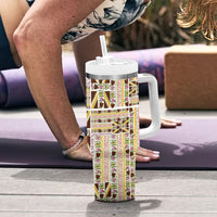 Hawaii Lokelani Pikake Lei Tumbler With Handle Hawaiian Flag Motif LT9 - Polynesian Pride