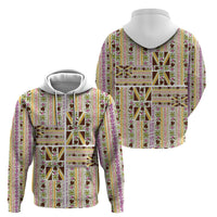 Hawaii Lokelani Pikake Lei Zip Hoodie Hawaiian Flag Motif