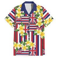 Hawaii Plumeria Lei Family Matching Long Sleeve Bodycon Dress and Hawaiian Shirt Hawaiian Flag Motif LT9 Dad's Shirt - Short Sleeve Red - Polynesian Pride