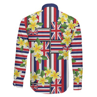 Hawaii Plumeria Lei Family Matching Off The Shoulder Long Sleeve Dress and Hawaiian Shirt Hawaiian Flag Motif LT9 Son's Shirt Red - Polynesian Pride