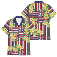 Hawaii Plumeria Lei Family Matching Puletasi and Hawaiian Shirt Hawaiian Flag Motif LT9 Dad's Shirt - Short Sleeve Red - Polynesian Pride