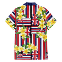 Hawaii Plumeria Lei Family Matching Summer Maxi Dress and Hawaiian Shirt Hawaiian Flag Motif LT9 Dad's Shirt - Long Sleeve Red - Polynesian Pride