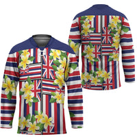 Hawaii Plumeria Lei Hockey Jersey Hawaiian Flag Motif