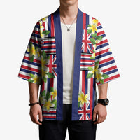 Hawaii Plumeria Lei Kimono Hawaiian Flag Motif