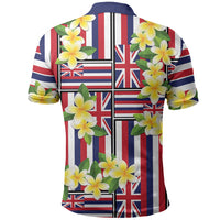 Hawaii Plumeria Lei Polo Shirt Hawaiian Flag Motif LT9 - Polynesian Pride