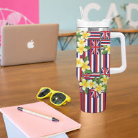 Hawaii Plumeria Lei Tumbler With Handle Hawaiian Flag Motif LT9 - Polynesian Pride