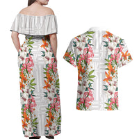 Hawaii Tropical Twist Lei Couples Matching Off Shoulder Maxi Dress and Hawaiian Shirt Hawaiian Flag Motif LT9 - Polynesian Pride