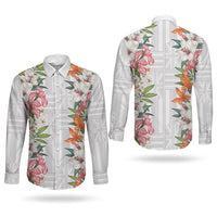 Hawaii Tropical Twist Lei Couples Matching Short Sleeve Bodycon Dress and Long Sleeve Button Shirt Hawaiian Flag Motif LT9 - Polynesian Pride