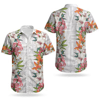 Hawaii Tropical Twist Lei Couples Matching Tank Maxi Dress and Hawaiian Shirt Hawaiian Flag Motif LT9 - Polynesian Pride