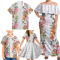 Hawaii Tropical Twist Lei Family Matching Off Shoulder Maxi Dress and Hawaiian Shirt Hawaiian Flag Motif LT9 - Polynesian Pride
