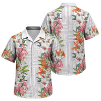 Hawaii Tropical Twist Lei Family Matching Off Shoulder Maxi Dress and Hawaiian Shirt Hawaiian Flag Motif LT9 Son's Shirt White - Polynesian Pride