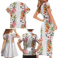 Hawaii Tropical Twist Lei Family Matching Short Sleeve Bodycon Dress and Hawaiian Shirt Hawaiian Flag Motif LT9 - Polynesian Pride