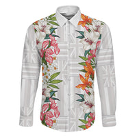 Hawaii Tropical Twist Lei Family Matching Summer Maxi Dress and Hawaiian Shirt Hawaiian Flag Motif LT9 Daughter's Dress White - Polynesian Pride