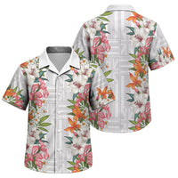Hawaii Tropical Twist Lei Family Matching Summer Maxi Dress and Hawaiian Shirt Hawaiian Flag Motif LT9 Son's Shirt White - Polynesian Pride