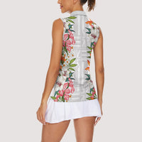 Hawaii Tropical Twist Lei Women Sleeveless Polo Shirt Hawaiian Flag Motif