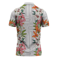 Hawaii Tropical Twist Lei Zipper Polo Shirt Hawaiian Flag Motif LT9 - Polynesian Pride