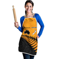 Australia New Zealand Rugby Apron Gold Aboriginal Wallabies and Maori Black Fern - Polynesian Pride