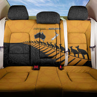 Australia New Zealand Rugby Back Car Seat Cover Gold Aboriginal Wallabies and Maori Black Fern - Polynesian Pride