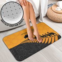 Australia New Zealand Rugby Bathroom Set Gold Aboriginal Wallabies and Maori Black Fern - Polynesian Pride