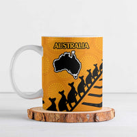 Australia New Zealand Rugby Ceramic Mug Gold Aboriginal Wallabies and Maori Black Fern - Polynesian Pride